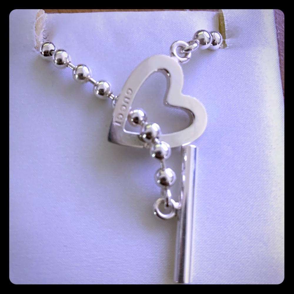 Gucci Sterling Silver Toggle Heart Necklace